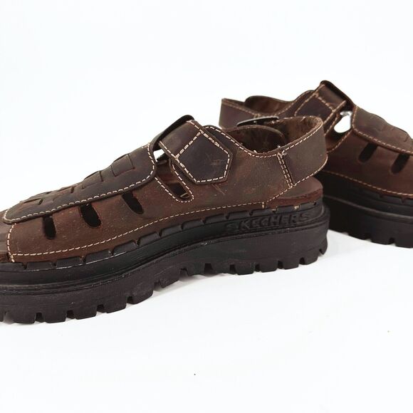 Vintage Jammers Brown Leather Platform Fisherman Sandals - Picture 9 of 12